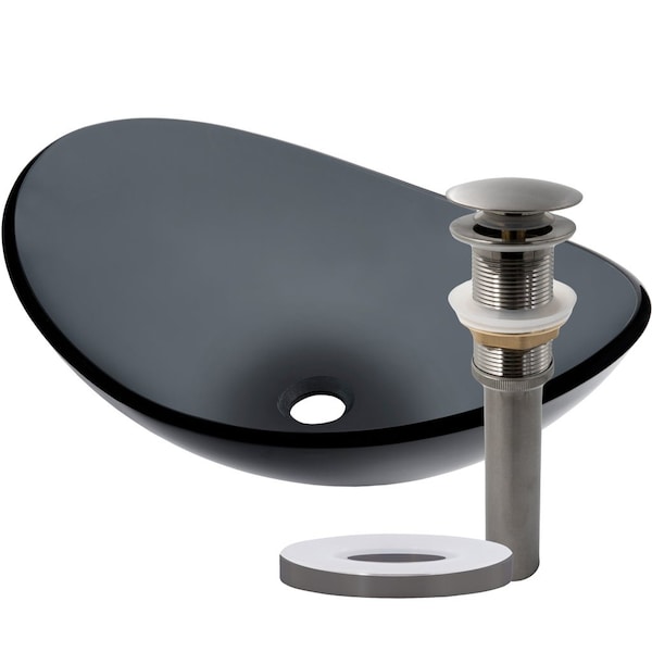Novatto BIGIO Glass Vessel Bathroom Sink Set, Gun Metal TIS-324GGM - main